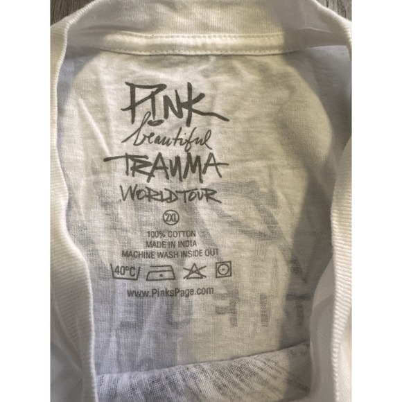 Pink Beautiful Trauma Top Adult XL White Double Sided Punk Goth Concert Band - Picture 5 of 9